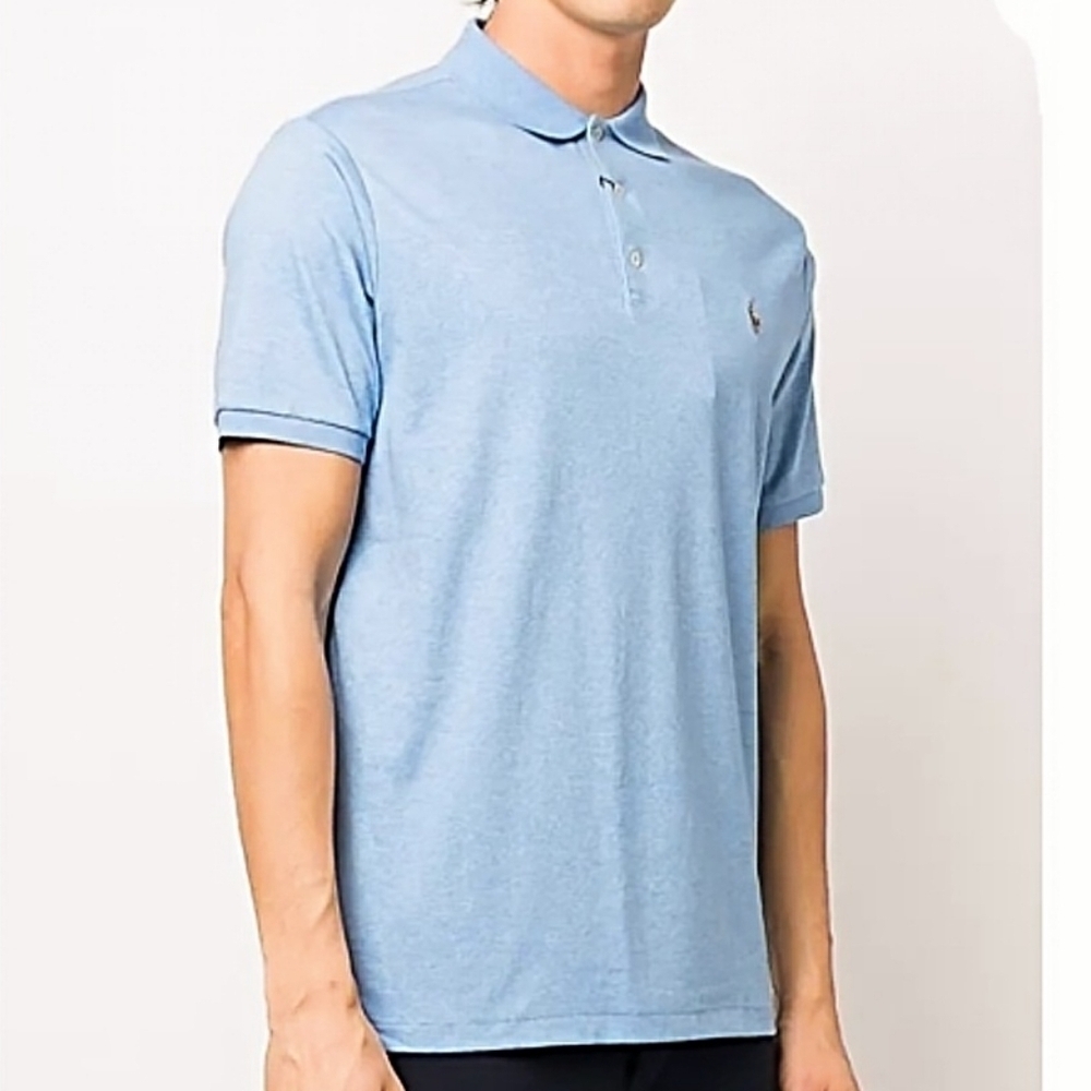 Polo Ralph Lauren Men's Custom Slim Fit Soft Touch Polo Shirt Blue Heather Sz L